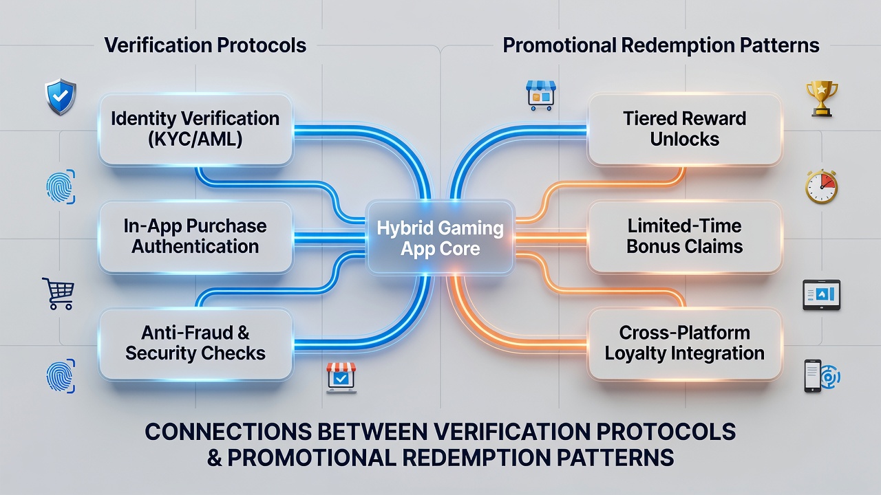 Analyse von Einlösungsmustern und Verifizierungsprotokollen in hybriden Gaming-Anwendungen mit Fokus auf Nutzerdaten und Transaktionsflüsse